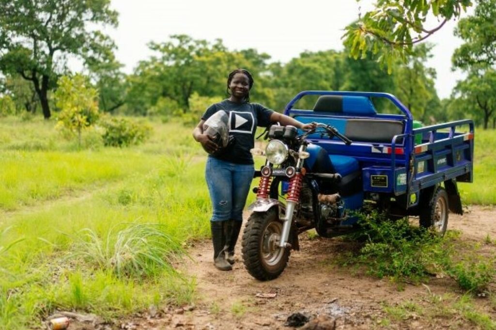 Olivia and her motorcycle