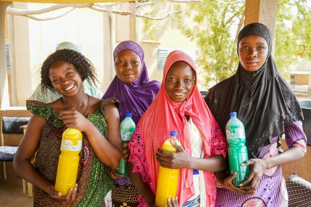 IDP girls with their liquid soap