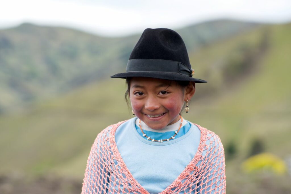 Evelyn, 7, lives in the highlands of Cotopaxi in Ecuador