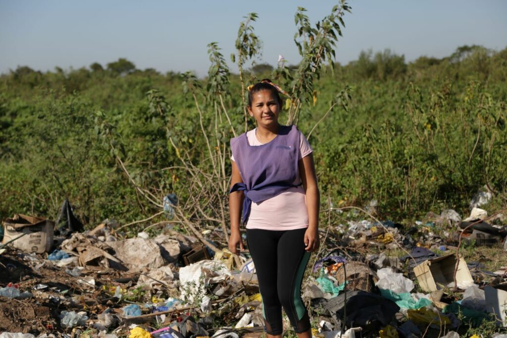 Maura in the local recycling