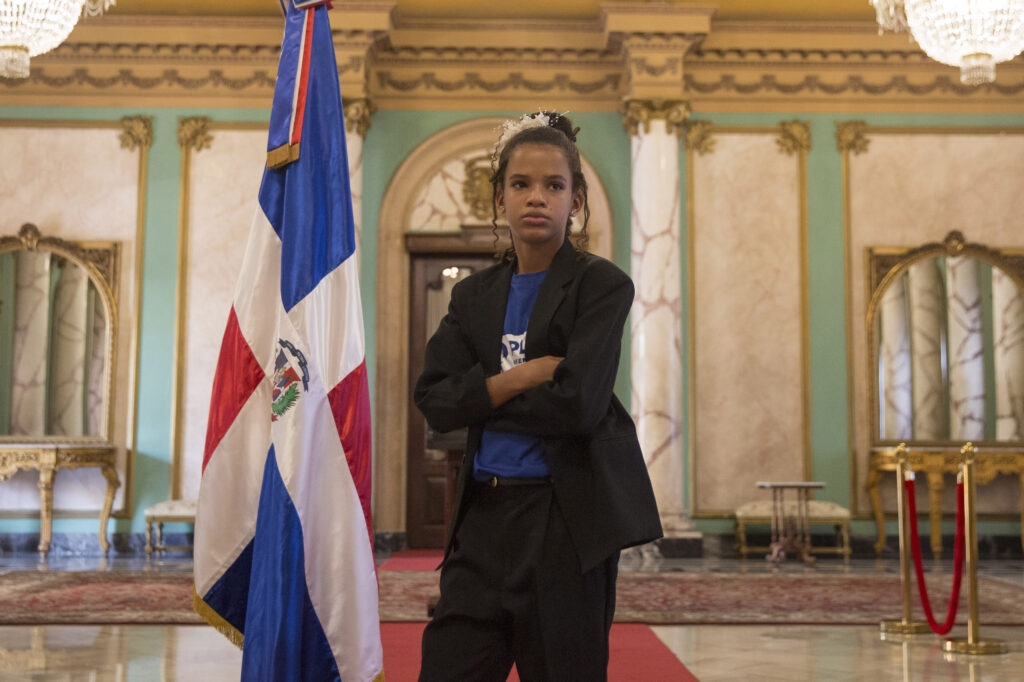 Melany in front of the President's office